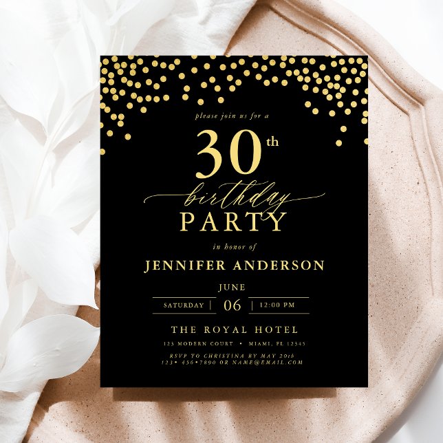 Budget Svart och Guld Script Trettio 30-årsdag (Skapare uppladdad)