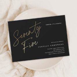 Budget Svart och Guld Skrift 75-års Födelsedagsinb