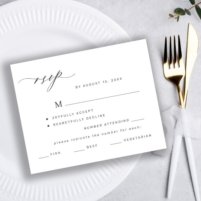 Budget svart och vit meny val vigsel svar RSVP (Skapare uppladdad)
