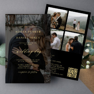 Budget svart överlagringsfoto QR-kod RSVP bröllop