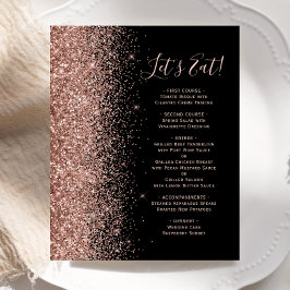 Budget Svart Rosa Guld Glitter Bröllopsmeny