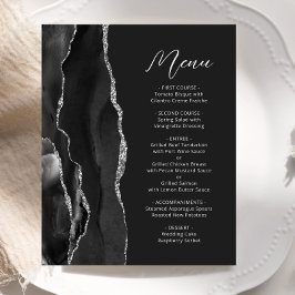 Budget Svart Silver Agat Script Bröllopsmeny