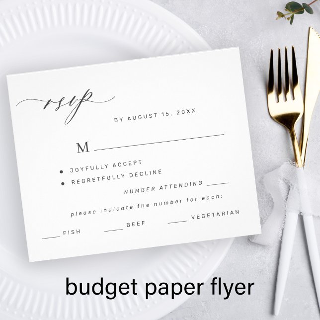 Budget svart vit meny val bröllop rsvp FLYER (Skapare uppladdad)