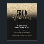 Budget Svarta Guld Glitter 50:e födelsedagsinbjuda Flygblad<br><div class="desc">Kan anpassas helt efter dina behov i kostym. © Gorjo Designs. Gade åt dig via Zazzle-plattformen. // Tittar för matchande artiklar? Annat papper från den uppsättning som finns tillgänglig i avsnittet "samlingar" i min butik. // Behöver du hjälp med att anpassa din design? Har andra idéer? Kontakta mig gärna (Zoe)...</div>
