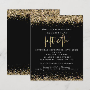 Budget Svarta Guld Glitter 50:e partiinbjudan