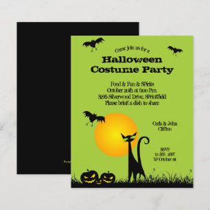 Budget Svarta Katten Halloween-inbjudningar