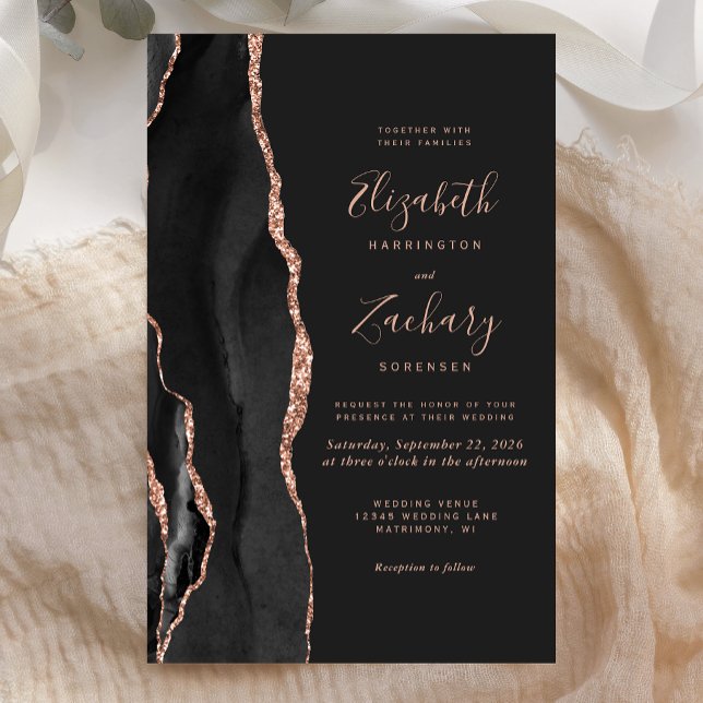 Budget Svarta Ro Guld Agate Mörk Bröllop (Skapare uppladdad)