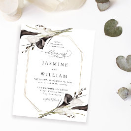 Budget Svartvit Blommigt Bröllop 2 Flygblad