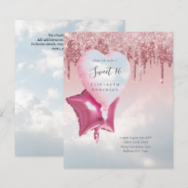 BUDGET Sweet16 Glitter Glamor Girly Balloons Invit