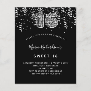 Budget Sweet 16 Black silver leopard konetti