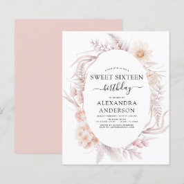 Budget Sweet 16 Boho Dammrosa Blommig Födelsedag