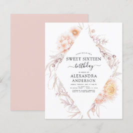 Budget Sweet 16 Boho Dusty Rosa Blommigt Birthday