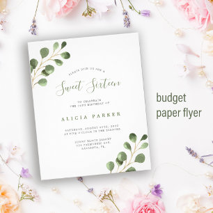 Budget Sweet 16 enkel födelsedagsfest inbjudan Flygblad