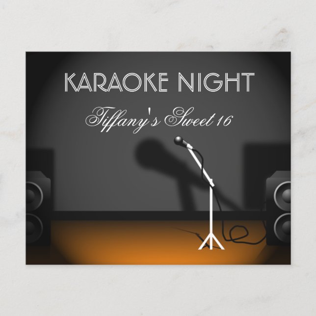 Budget Sweet 16 karaoke nattpartiinbjudan (Framsida)