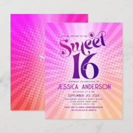 Budget Sweet 16 Mysig rosa orange gradient inbjuda