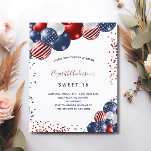 Budget Sweet 16 patriotisk partiinbjudan