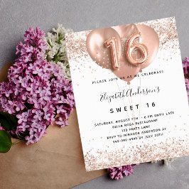 Budget Sweet 16 ro guld-ballonger inbjudan