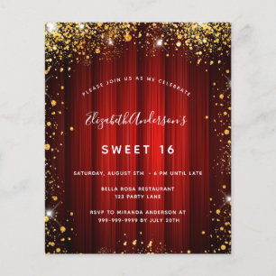 Budget Sweet 16 röd guld biograf inbjudan