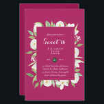 BUDGET Sweet 16, Sextonde födelsedagen Blommigt In<br><div class="desc">⚠️ DEL AV BUDGETEN INBJUDAN RANGE - OBJEKTET INKLUDERAR INTE ENVELOPES ⚠️ Du kan överföra den här designen till en annan Zazzle-produkt som innehåller dem och som är en standardstorlek. ✔️ Lätt att redigera fält för textmall. ✔️ Utrymme på baksidan om du vill lägga till information om extra. ✔️ en...</div>