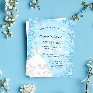 Budget Sweet 16 vinterundret draktdesign inbjudan