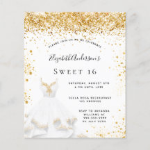 Budget Sweet 16 vit guldklänning glitterdamm