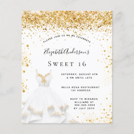 Budget Sweet 16 vit guldklänning glitterdamm