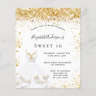 Budget Sweet 16 vit guldklänning glitterdamm