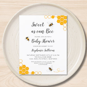 Budget Sweet As Can Bee Baby Shower Inbjudan