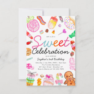 Budget Sweet Firande Kids Candyland Birthday Anteckningskort
