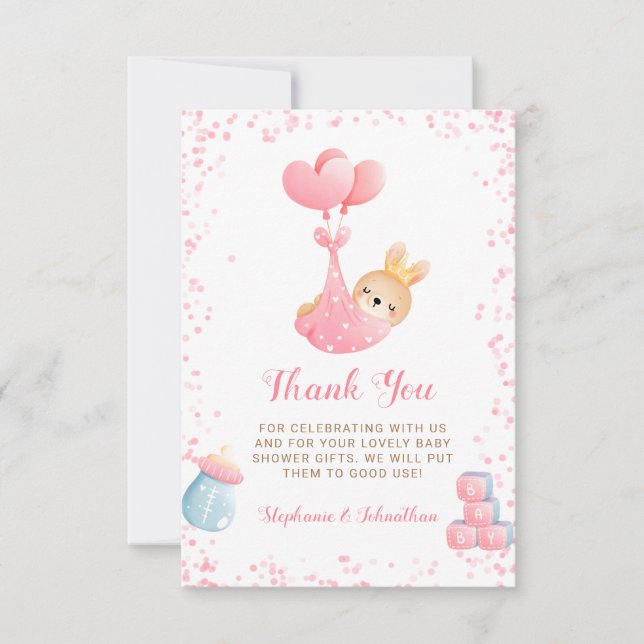 Budget Sweet Little Bunny Rabbit Girl Shower Tack Kort (Framsida)