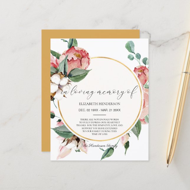 BUDGET Sympati Tacksamhetskort. Pappersark (Fram/Back In Situ)