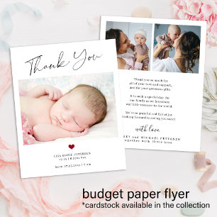 Budget tack baby foto födelseannonsering flygblad
