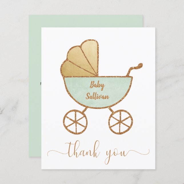 Budget Tack Baby Shower Mint Grönt Carriage (Fram/baksida)