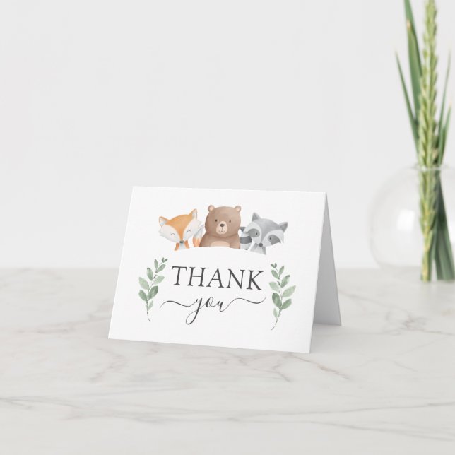 Budget Tack Baby Shower Woodland Greenery Kort (Framsida)