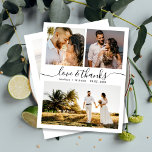 Budget-tack Collage Bröllop Tack Flyer<br><div class="desc">Budget, Elegant, Boho Modern Bröllop (3) Photo Collage "Kärlek & Tack"-personlig för skript till ett rimligt pris, tack vare bröllop som du flyger med låg budget. Snyggt bröllop tackar dig för en mall med 3 foton på framsidan och ett foto på baksidan. ***NOTERA! *** BUDGETEN PAPPER/FLYER ÄR PAPPER. INGA ENVELOPES...</div>