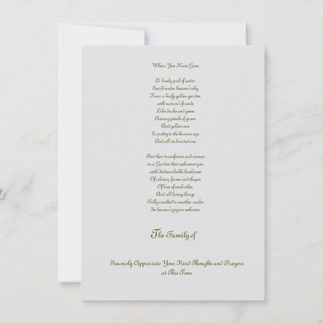 Budget Tack för kondoleansen (Baksida)