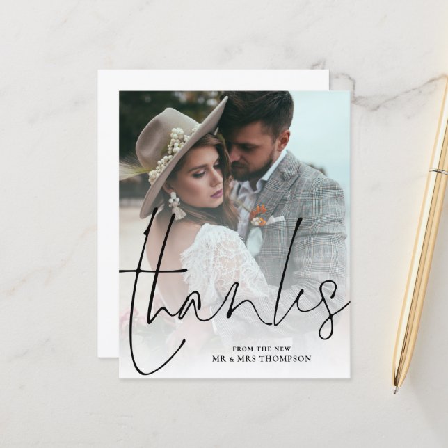 Budget Tack Newlyweds Photo Bröllop Tack (Fram/Back In Situ)