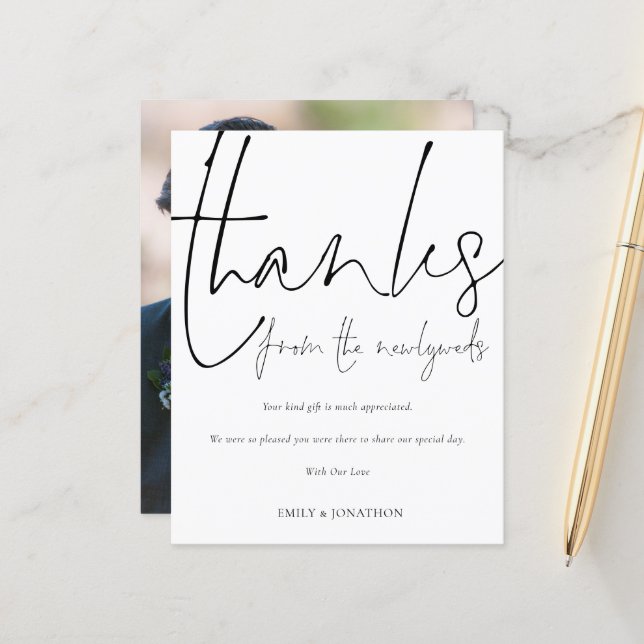 Budget Tack Newlyweds Photo Bröllop Tack (Fram/Back In Situ)