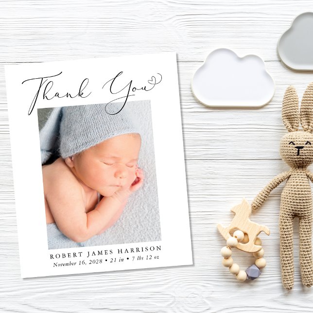 Budget Tack Photo Birth-meddelande (A beautiful and unique way to thank family and friends and introduce them to your precious  baby)