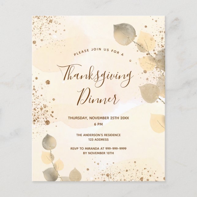 Budget tackiga höstfärger Thanksgiving Middag (Framsida)