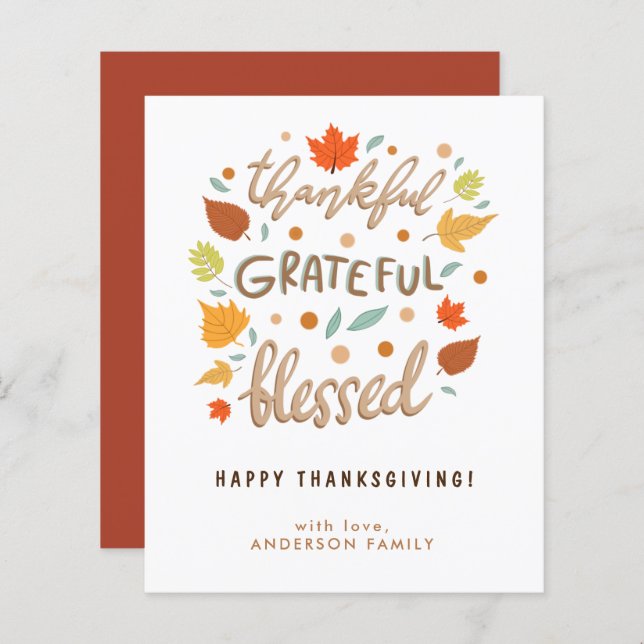 Budget Tacksam Tacksam Välsignad Tacksgiving (Fram/baksida)