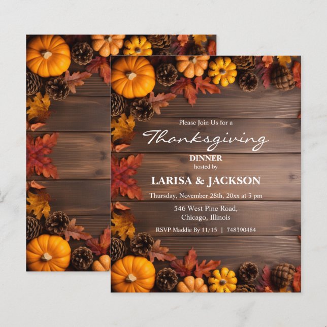 Budget Tallbarrsgran Pine Cones Pumpa Thanksgiving (Fram/baksida)