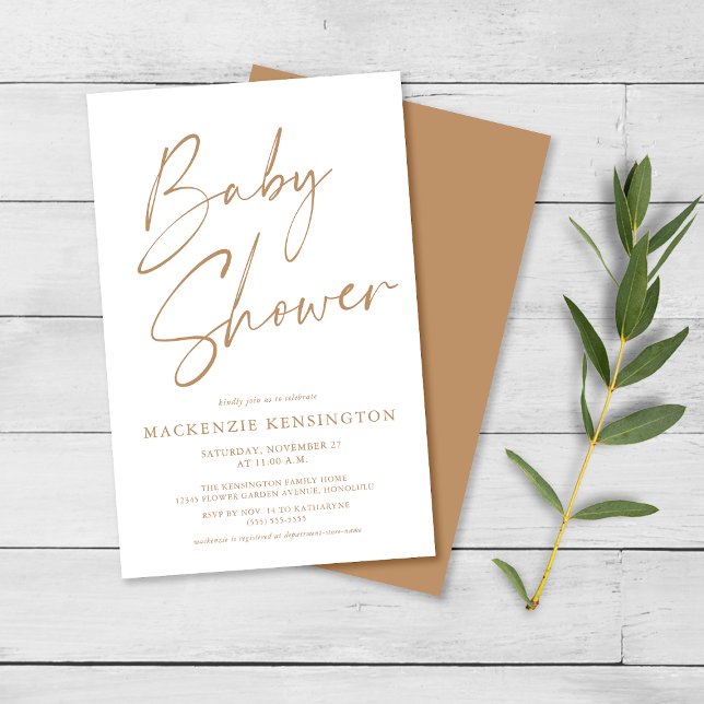 Budget Tan Earth Tones Script Baby Shower FLYER (Skapare uppladdad)