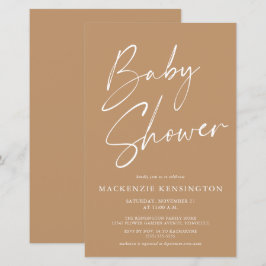 Budget Tan Earth Tones Simple Script Baby Shower
