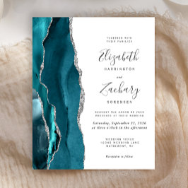 Budget Teal Blå Silver Agate Bröllop