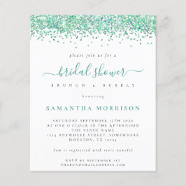 Budget Teal Glitter Inbjudningskort för möhippan