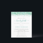 Budget Teal Glitter Invitation till 21-årsfest<br><div class="desc">Turkos glitter tjugoettårs festinbjudan. Ett budgetpris på 4, 5” x 5, 6” alternativ. Finns i en halvmatt 110 lb KORTKVALITET som är standardalternativet (rekommenderas för inbjudningar), ELLER en SATIN FINISH 80 lb TUNNARE PAPPER (ideal för bilagor). Kuvert är ett tillval och är något större än kortets storlek. En ram av...</div>
