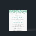 Budget Teal Glitter Invitation till 21-årsfest<br><div class="desc">Turkos glitter tjugoettårs festinbjudan. Ett budgetpris på 4, 5” x 5, 6” alternativ. Finns i en halvmatt 110 lb KORTKVALITET som är standardalternativet (rekommenderas för inbjudningar), ELLER en SATIN FINISH 80 lb TUNNARE PAPPER (ideal för bilagor). Kuvert är ett tillval och är något större än kortets storlek. En ram av...</div>