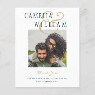 BUDGET Teal Grönt Bröllop PHOTO Tack Flyer