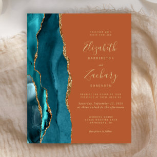 Budget Teal Guld Agat Bränd Orange Rost Bröllop